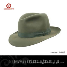 women factory green color 100% Wool Felt Fashion Fedora Hat